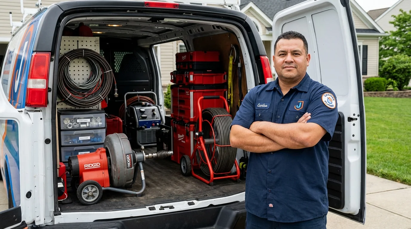 Professional drain cleaning equipment and Johns Plumbing LLC plumber in Grimes