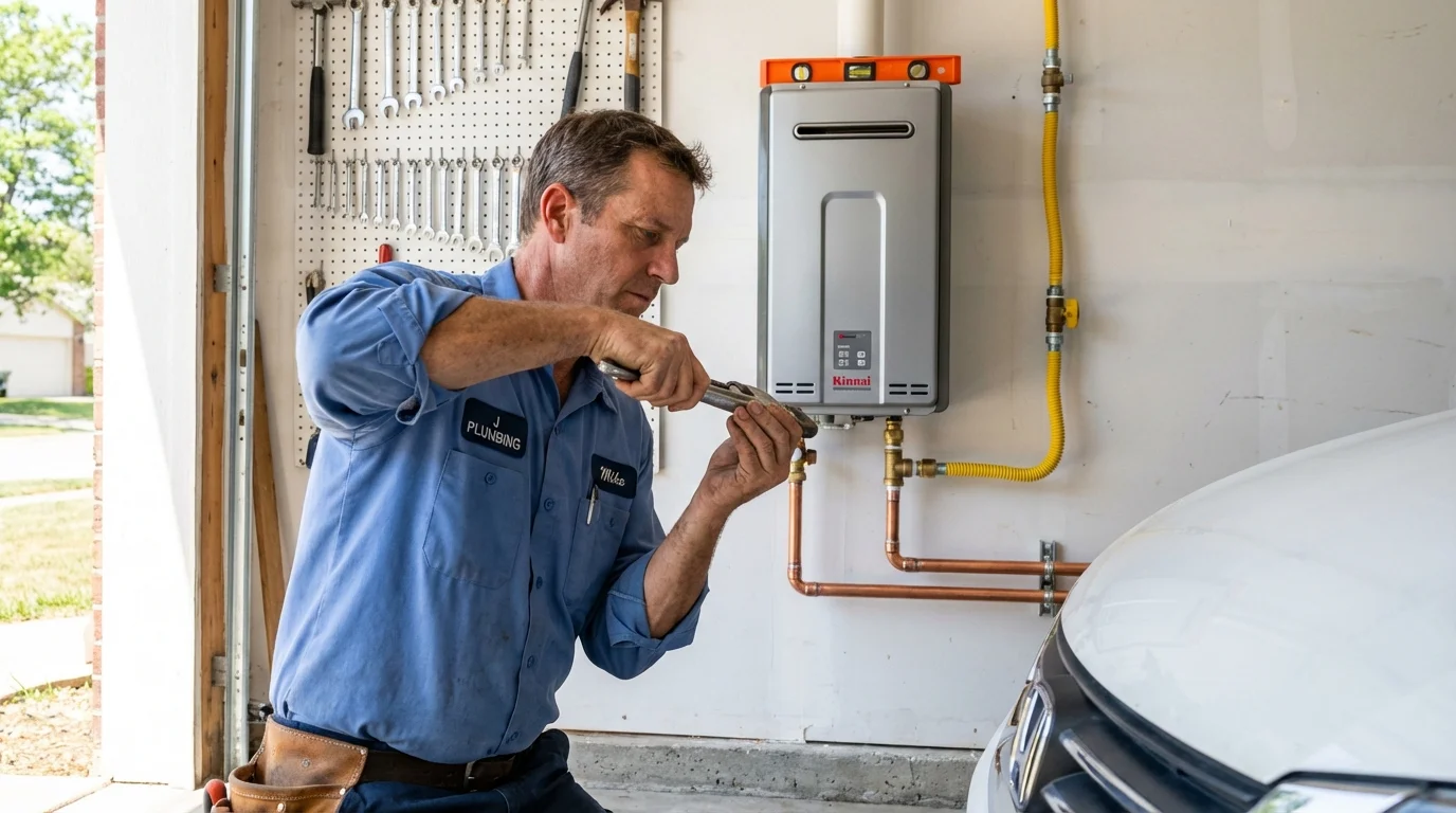 Tankless water heater installation by a Johns Plumbing LLC plumber in Grimes